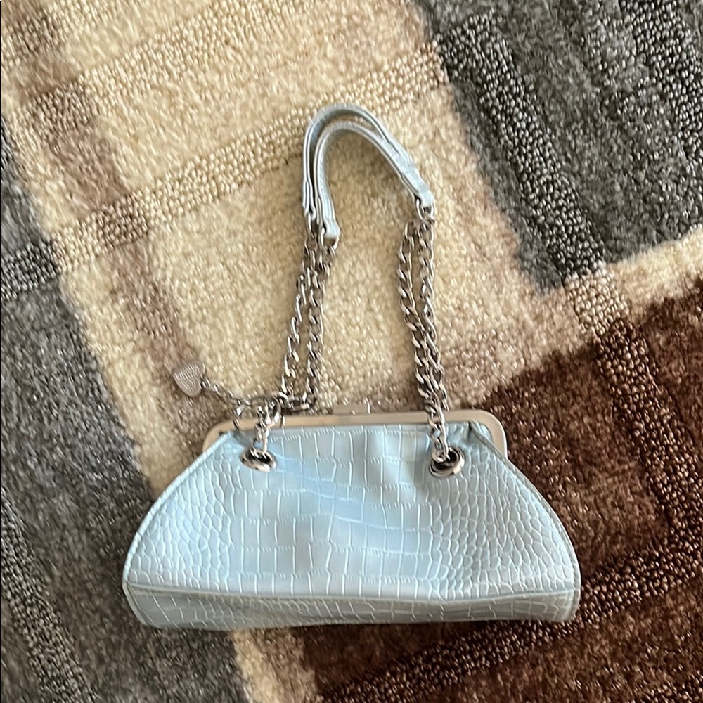 Elegant Blue Crocodile-Embossed Women's Bag